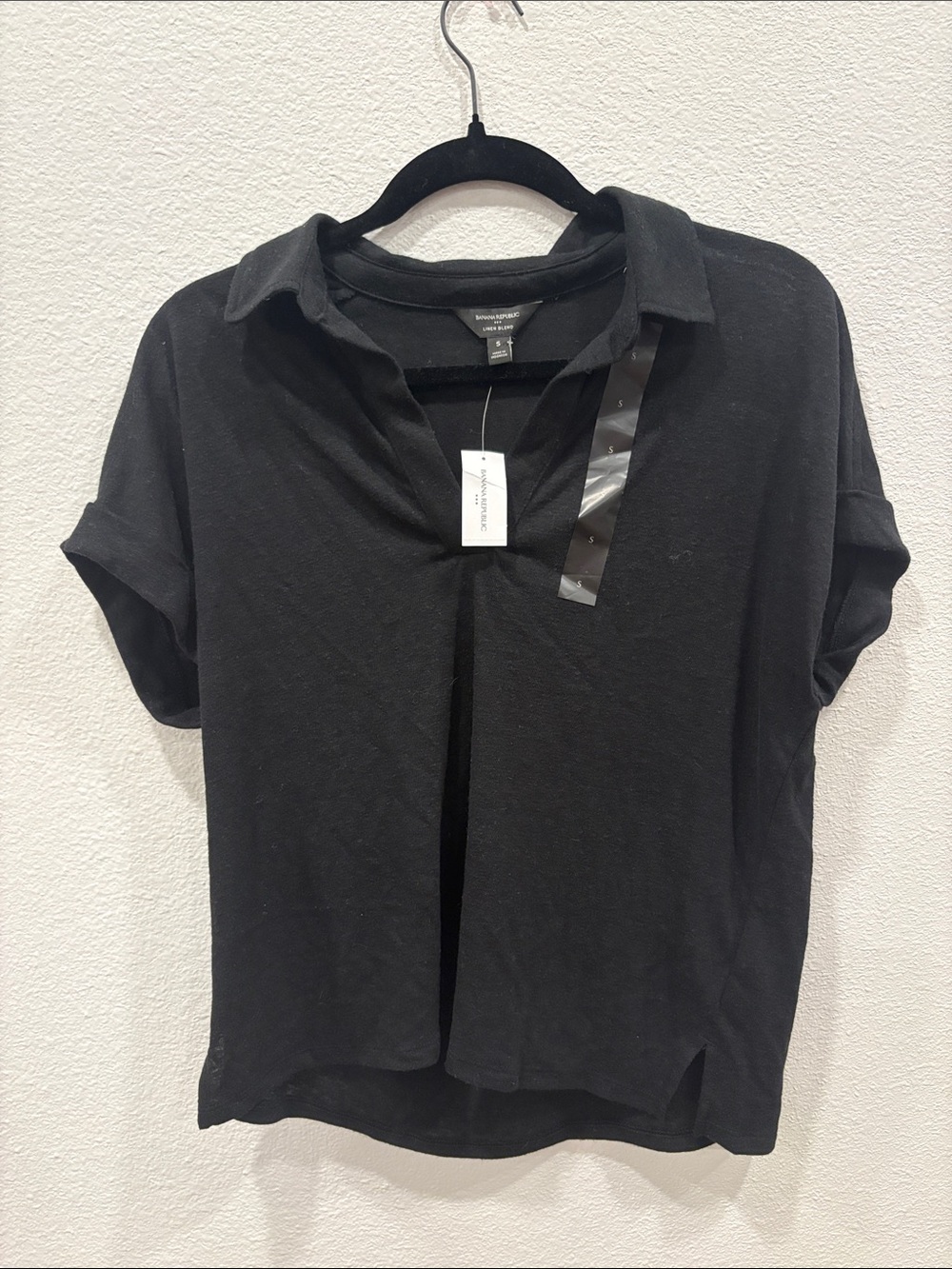 Banana Republic Black Short Sleeve Collared Women’s Top Size S